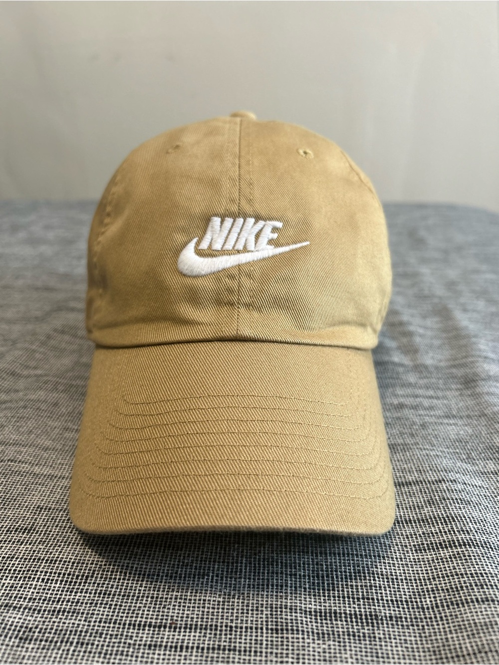 Nike Strapback Hat Cap Tan, Brown, Beige, Khaki With White Nike Swoosh Logo M/L